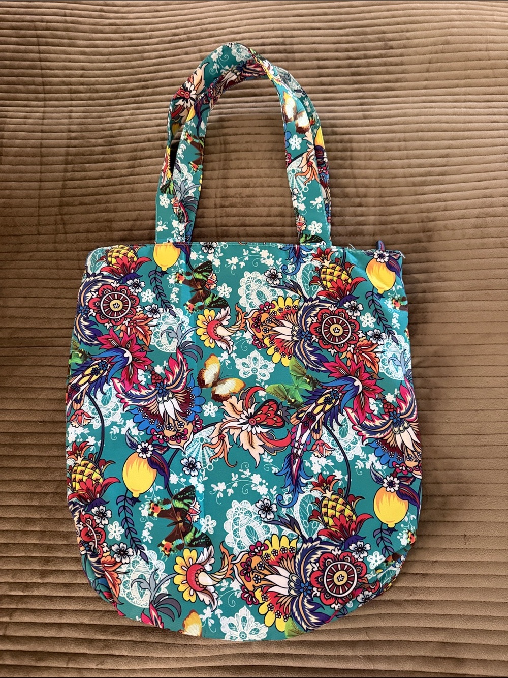 Cath Kidston Teal Multi Zipper Close Shopper Shoulder Tote Bag - Picture 4 of 8